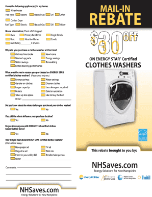 ENERGY STAR Clothes Washer Mail-In Rebate Form