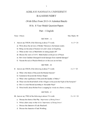 BSc English Model Question Paper