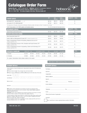 Hobsons Catalogue Order Form