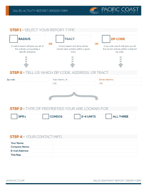 Sales Activity Report Order Form