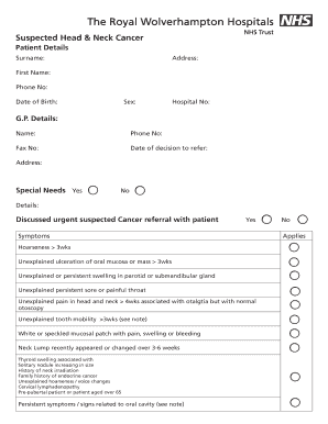 Head and Neck Cancer Referral Form
