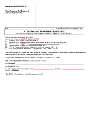 California Interspousal Transfer Grant Deed