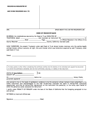 Deed of conveyance sample - deed of reconveyance