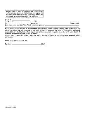 Notary Acknowledgment Certificate