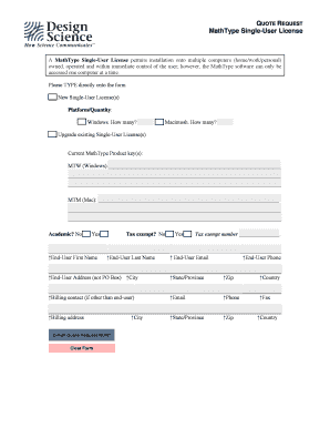 MathType Single-User License Request Form