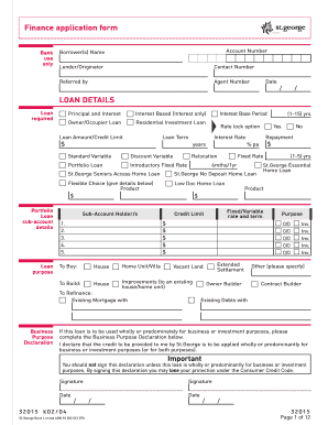 St.George Bank Home Loan Application Form