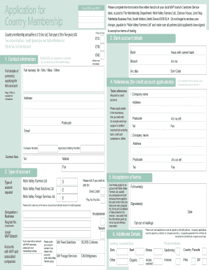 Mole Valley Farmers Country Membership Application