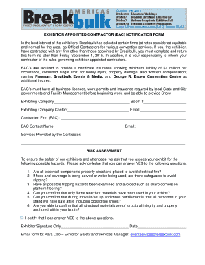 Exhibitor Appointed Contractor Notification Form