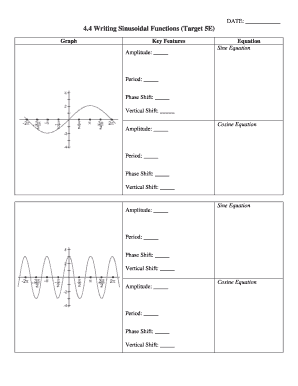 Writing Sinusoidal Functions Worksheet