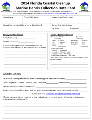 2014 Florida Coastal Cleanup Data Card