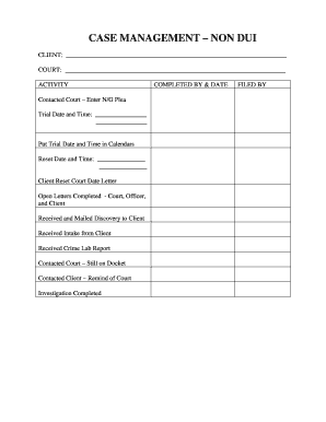 Non DUI Case Management Form