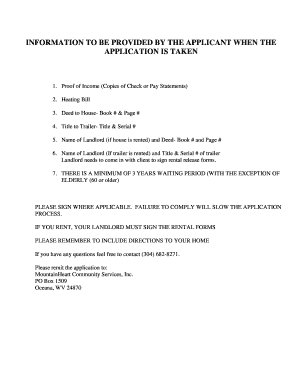 West Virginia Weatherization Assistance Program Application