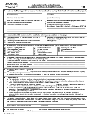 Authorization to Use and/or Disclose Educational and Protected Health Information