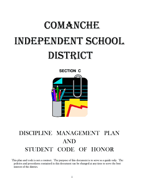 Comanche ISD Student Code of Honor and Discipline Plan