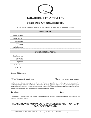 Credit Card Authorization Form
