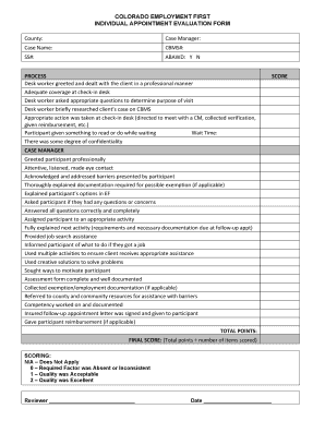 Colorado Employment First Individual Appointment Evaluation Form