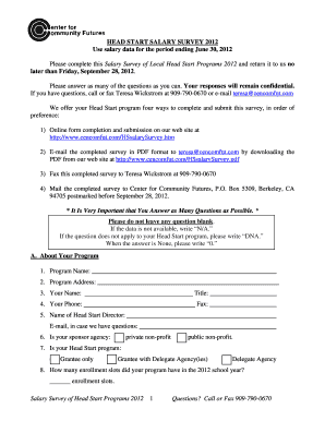 Head Start Salary Survey 2012