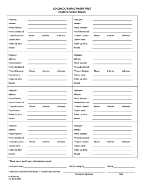 Colorado Employment First Employer Contact Report