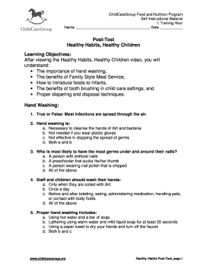 ChildCareGroup Healthy Habits Post-Test