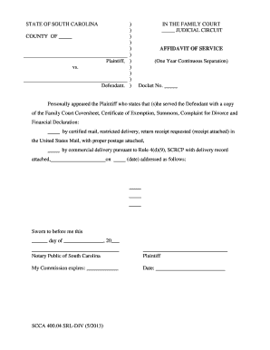 Affidavit of Service for Divorce