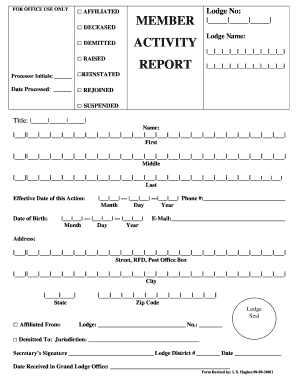 Masonic Lodge Member Status Report