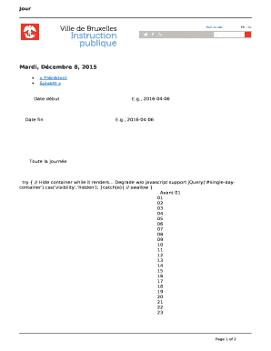 Modèle de calendrier pour une journée
