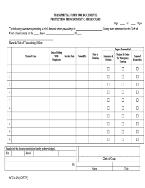 Transmittal Form for Domestic Abuse Cases