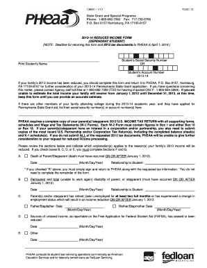 2013-14 Reduced Income Form