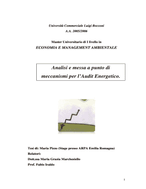 Analisi e messa a punto di meccanismi per lAudit Energetico - arpa emr