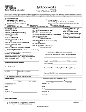 Donor Testing Laboratory Request Form