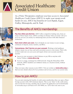Associated Healthcare Credit Union Membership Application
