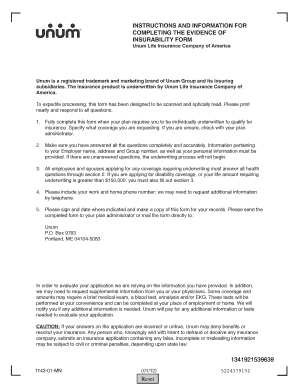 Evidence of Insurability Form