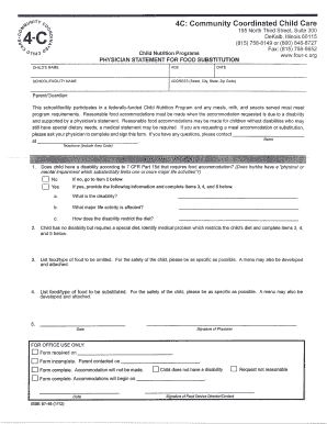 Physician Statement for Food Substitution