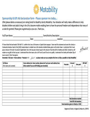 UK Gift Aid Declaration Form