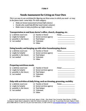 Needs Assessment for Living on Your Own
