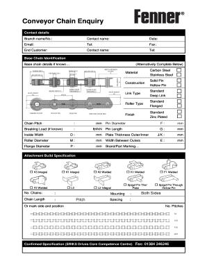 Conveyor Chain Enquiry Form
