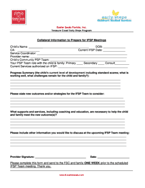 IFSP Meeting Preparation Form