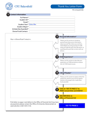 Thank You Letter Form scholarshipthanksai - csubfoundation