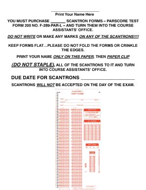 Scantron Form Purchase and Submission Instructions