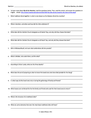 Día de los Muertos Altar Activity Sheet