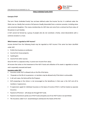 Hindu Undivided Family Insurance Proposal