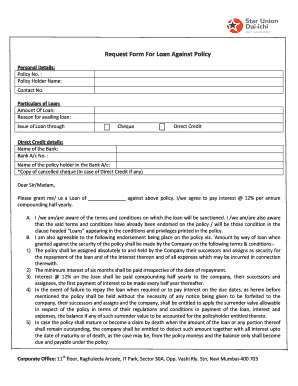 Loan Against Policy Request Form