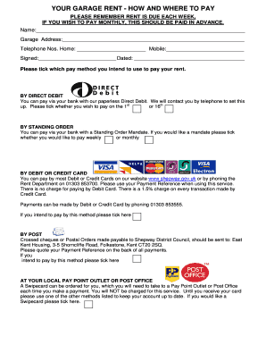 Garage Rent Payment Form