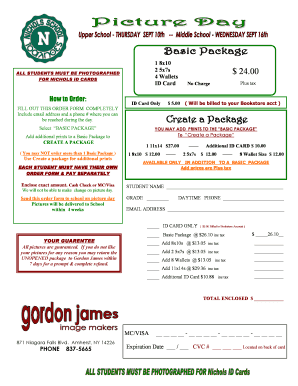 School Photo Order Form