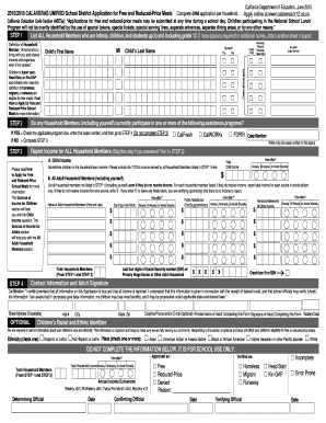 California Free and Reduced-Price Meals Application