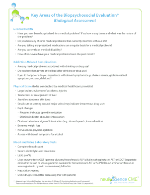 Biopsychosocial Evaluation Form