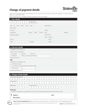Change of Payment Details Form