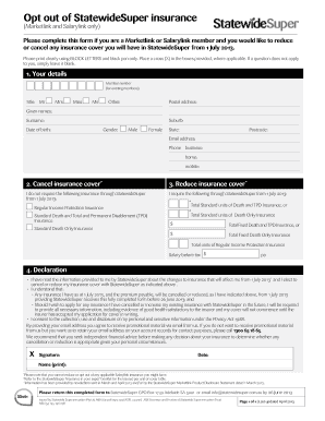 StatewideSuper Insurance Opt-Out Form