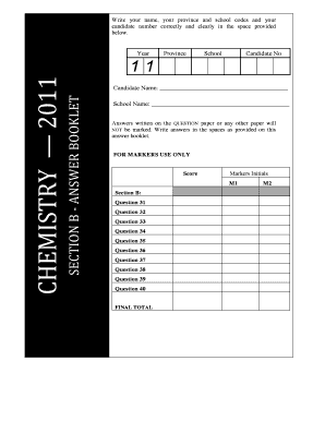Chemistry Exam Answer Booklet
