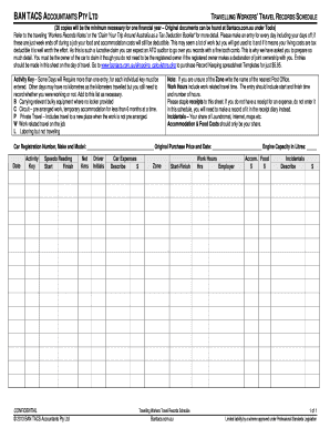 Travelling Workers Travel Records Schedule